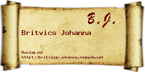 Britvics Johanna névjegykártya
